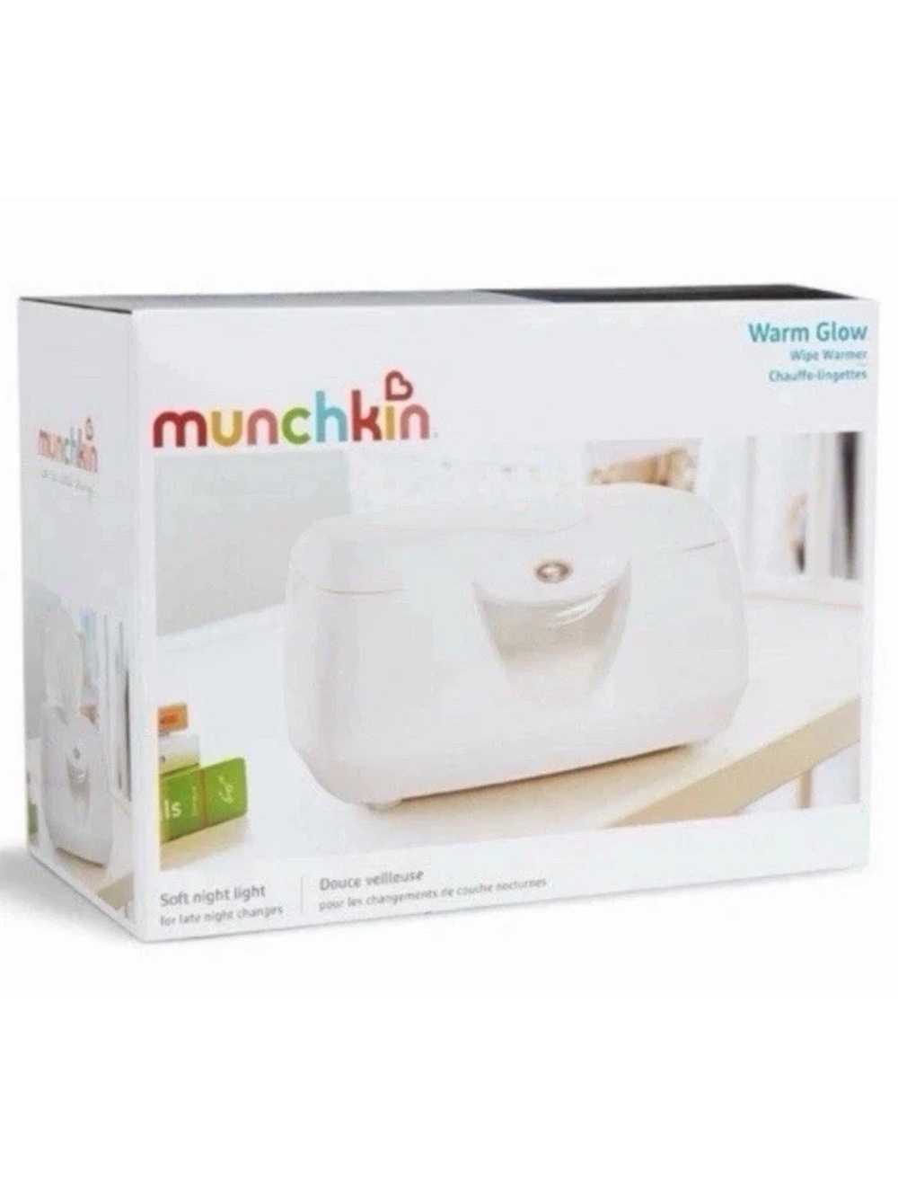 Munchkin Warm Glow Wipe Warmer White w/Soft Night Light - New In Box